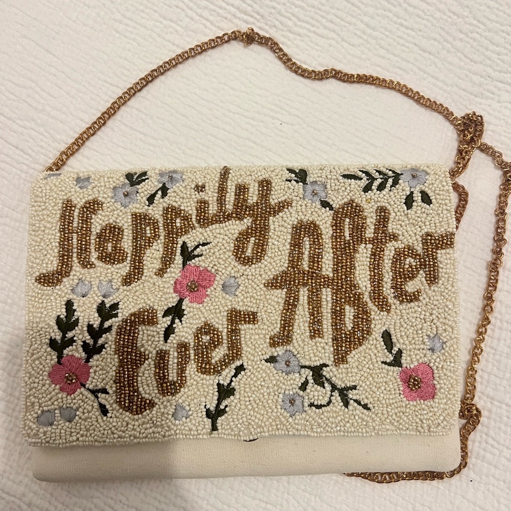 Embroidered Cream and Gold Women's Bag